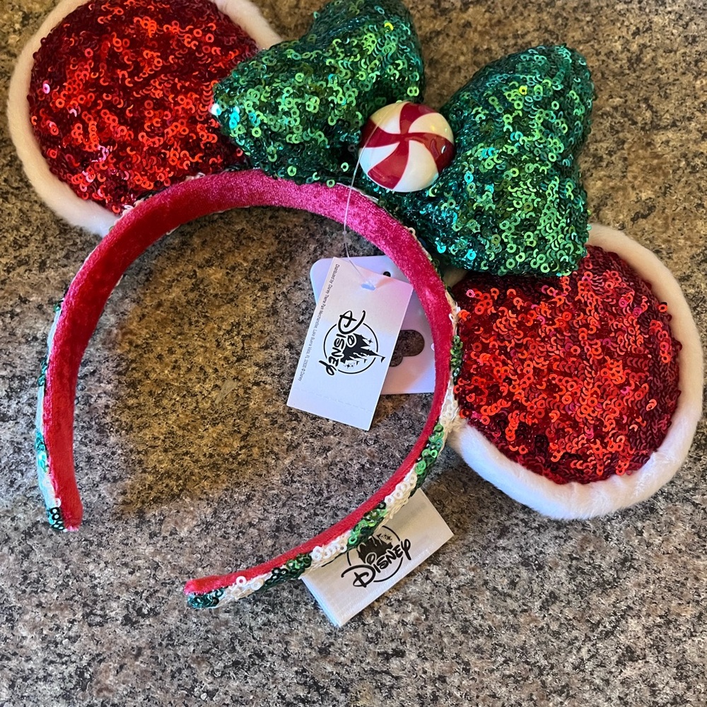Holiday Disney Green and Red Sequin Headband